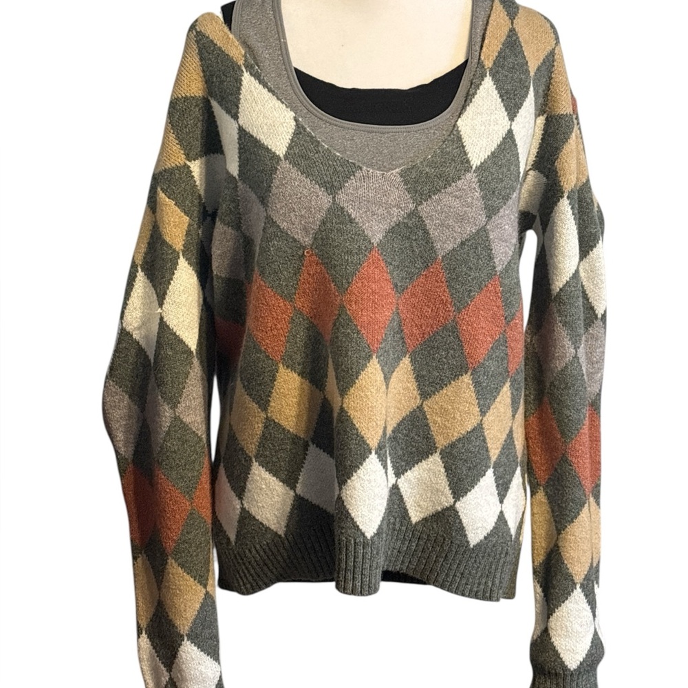 Argyle Patterned Sweater - Multicolor - image 3